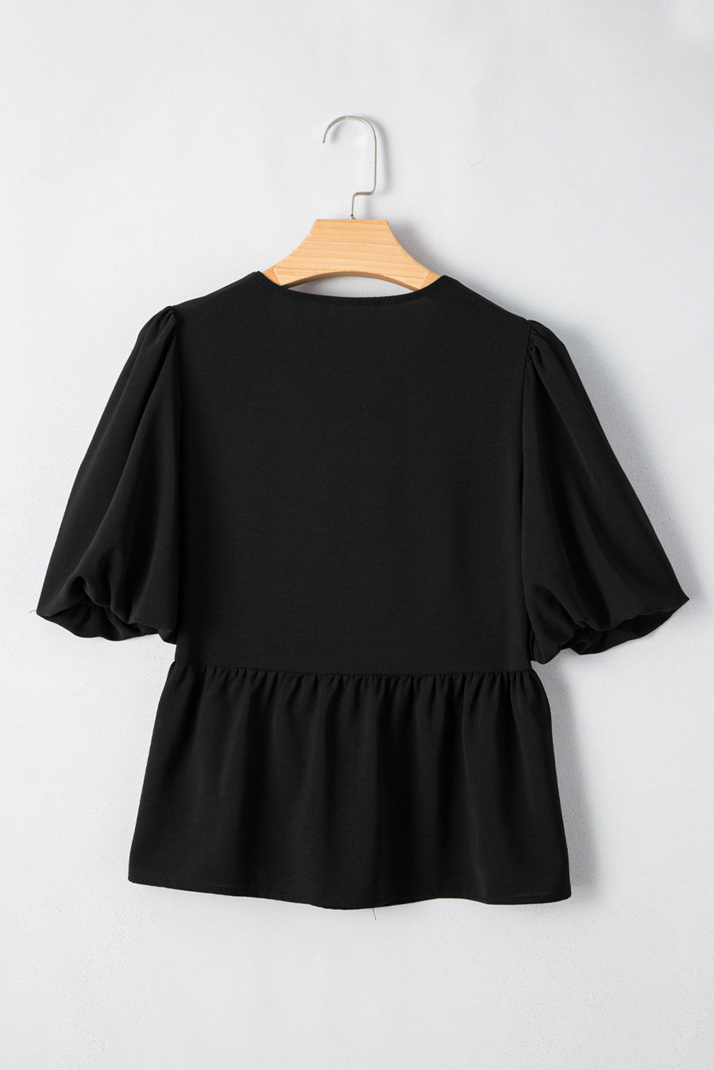 Puff Sleeve Bowknot Front Peplum Blouse