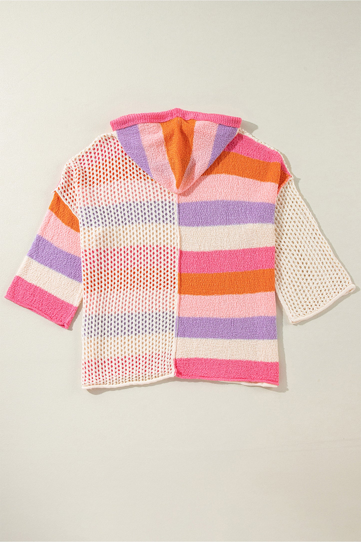 Oversized Colorblock V Neck Hooded Sweater