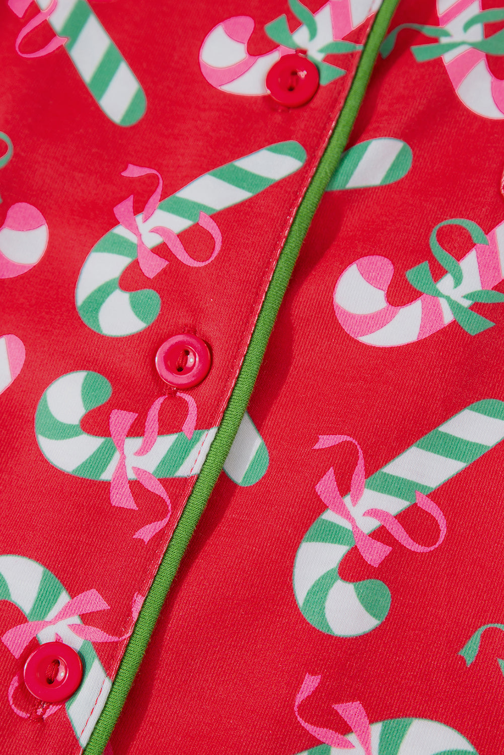 Christmas Candy Cane Print Pocketed Knotted Pajama Set