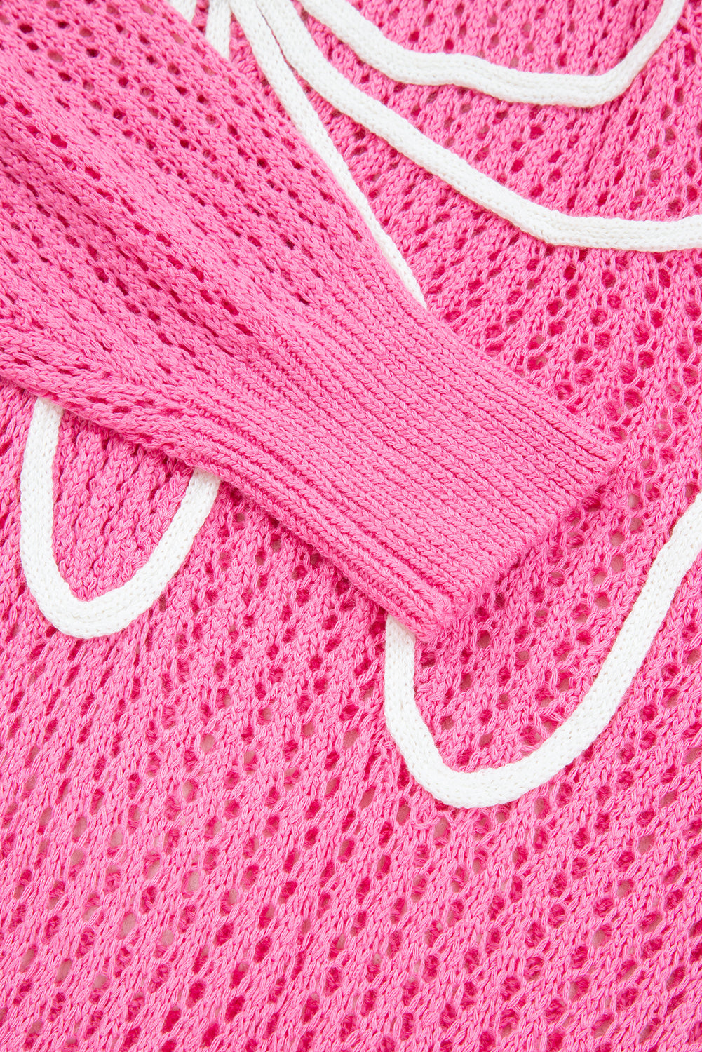Sweet Bow Decor Hollow Out Knitted Drop Shoulder Sweater