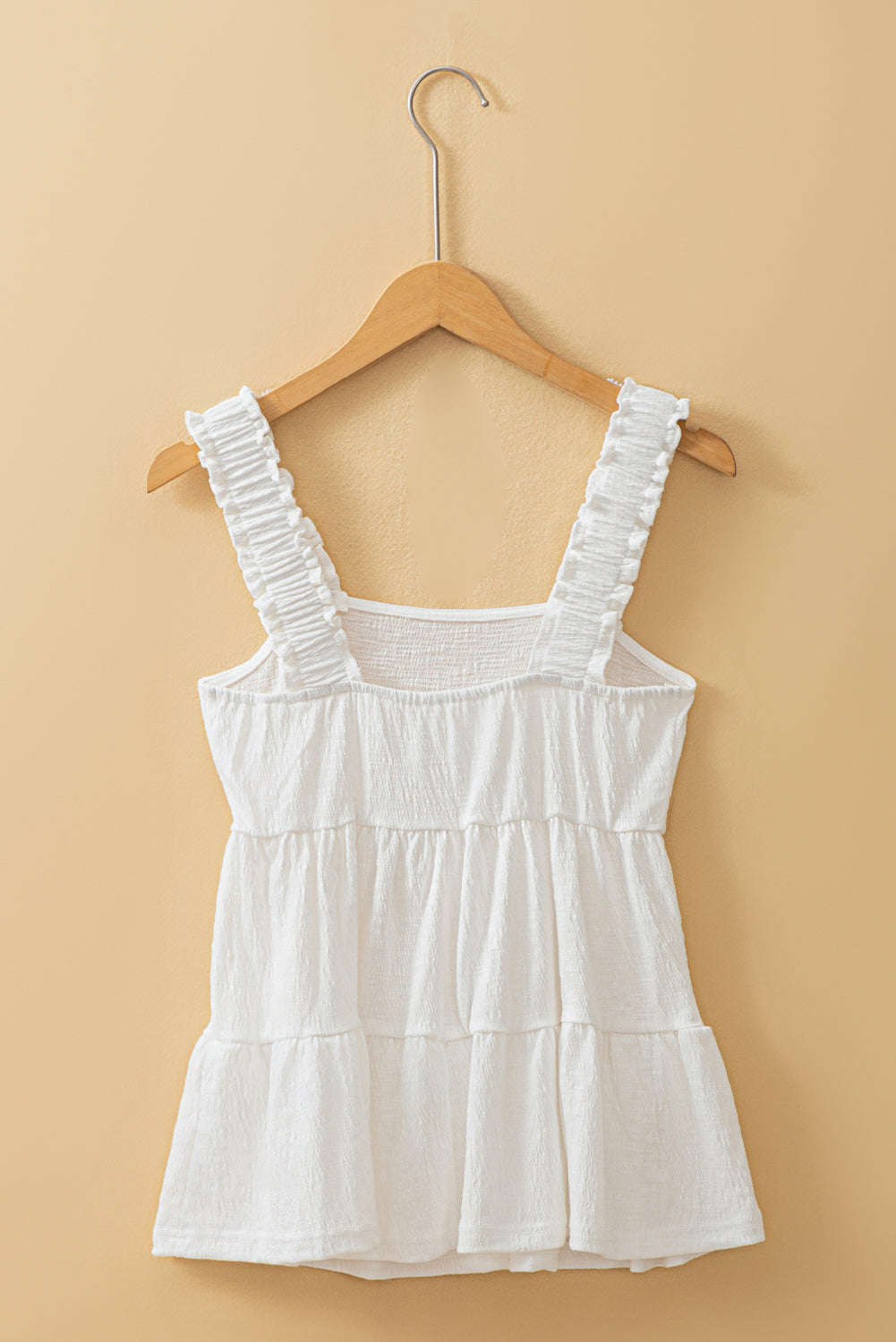 Crinkled Ruffled Straps Peplum Babydoll Tank Top