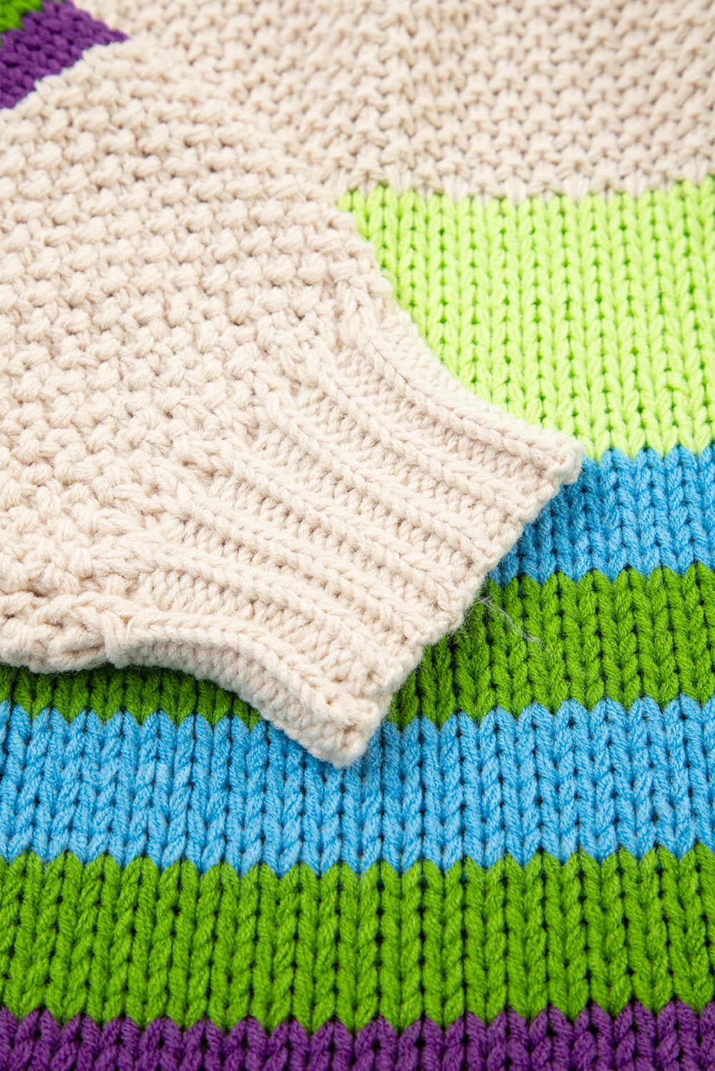 Color Block Crochet Open Front Plus Size Cardigan