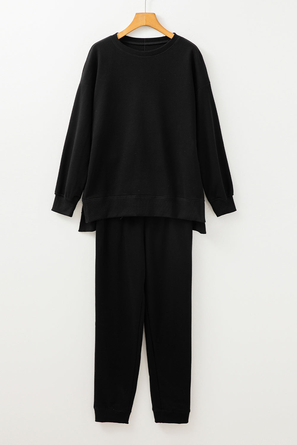 Solid Color High Low Pullover and Skinny Pants Set
