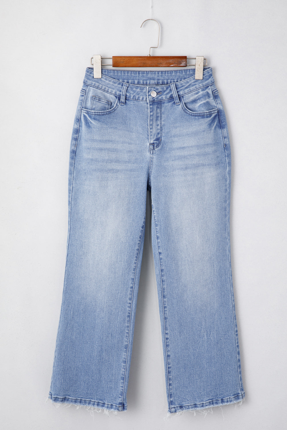 Mineral Wash Raw Hem High Waist Flared Jeans