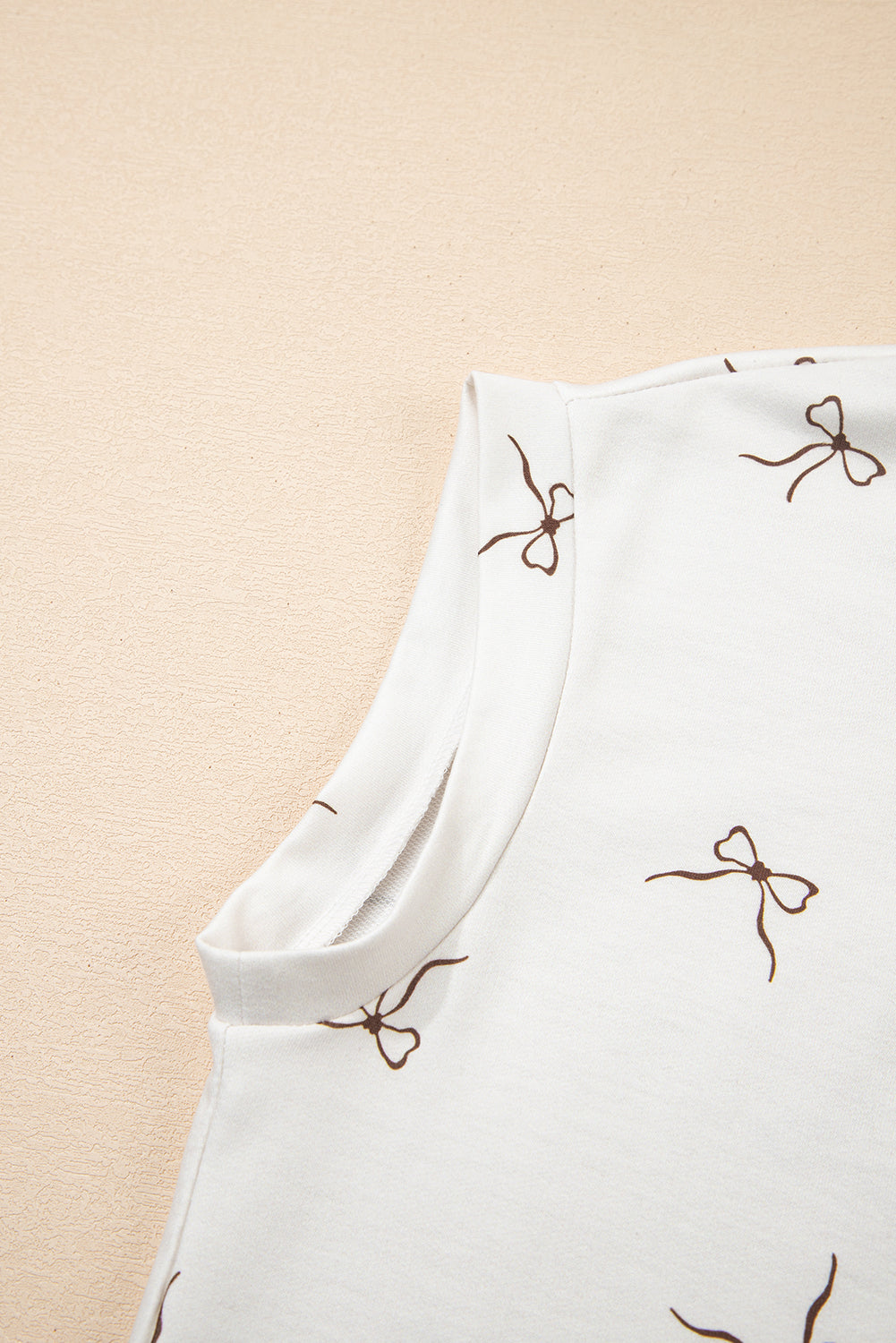 Bow Print Half Zip Tank and Shorts 2pcs Set
