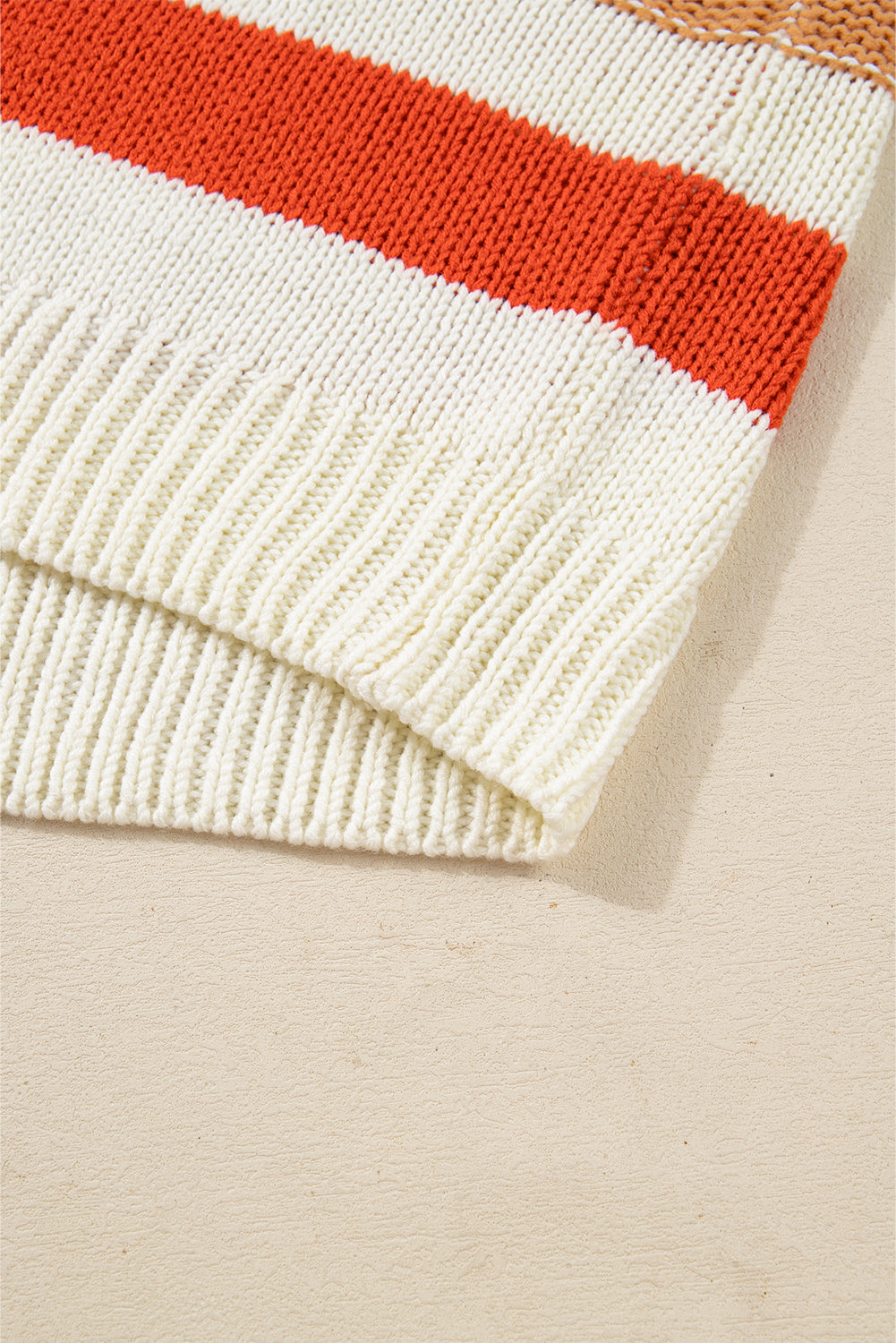 Striped Colorblock Round Neck Drop Shoulder Sweater