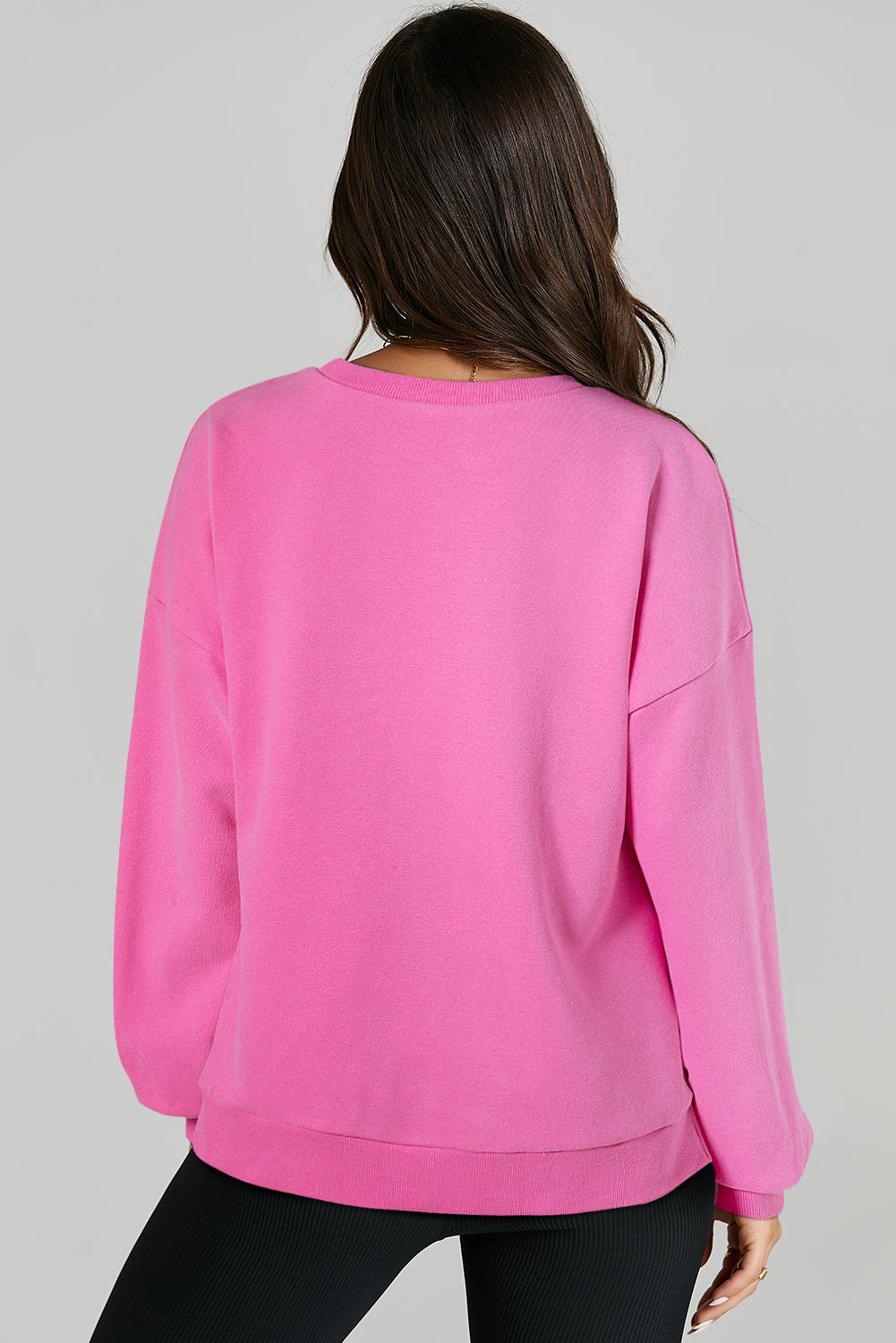 Solid O Neck High Low Hem Pullover Sweatshirt