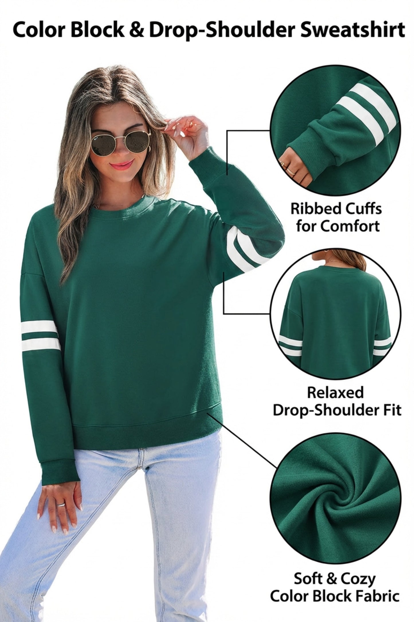 Varsity Striped Detail Drop Shoulder Oversized Sweatshirt