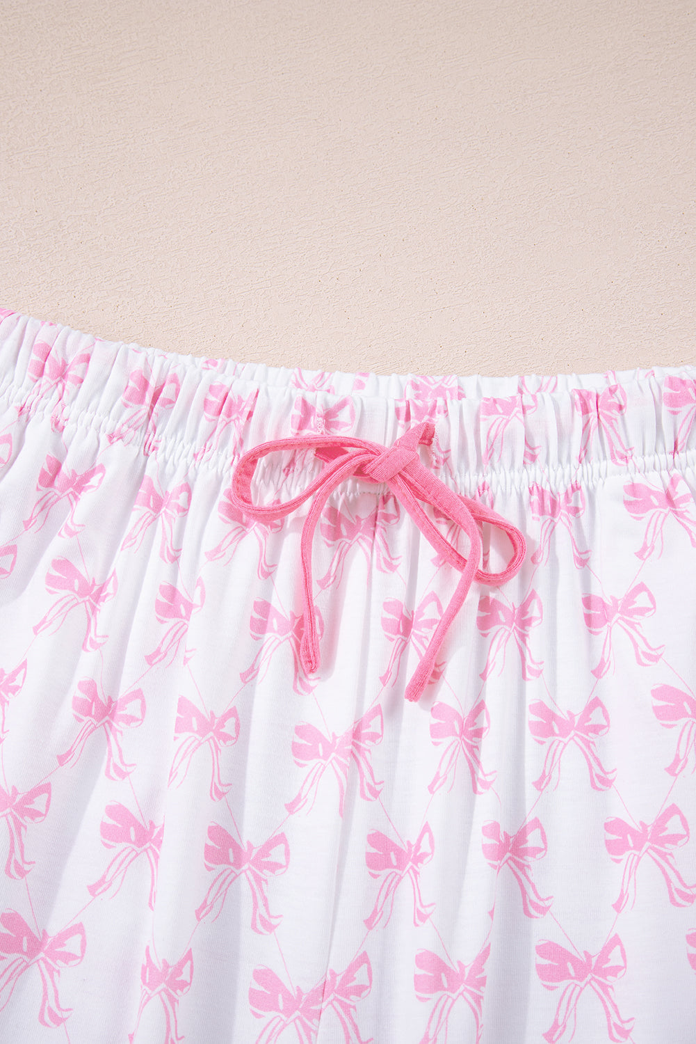 Bow Print Long Sleeve Shirt and Pants Soft Pajama Set