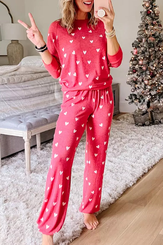 Heart Print Pants Set