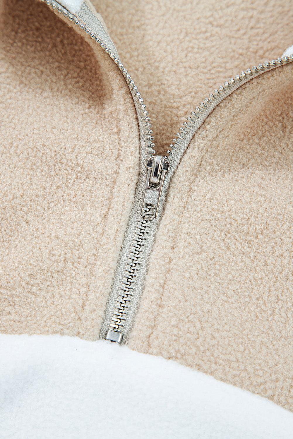 Fleece Colorblock Patchwork Zipped Neck Pullover Sweatshirt