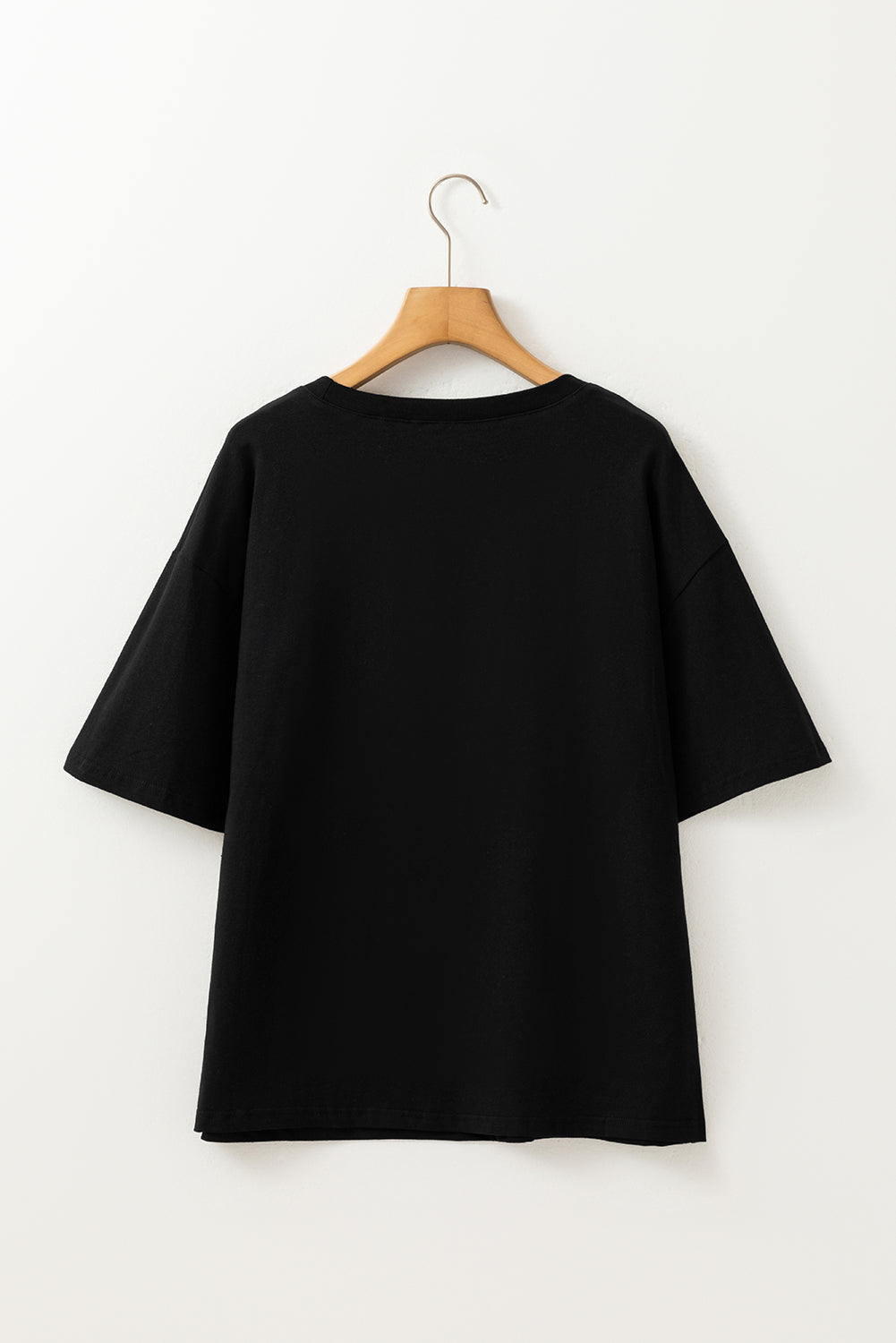 Contrast Crochet Floral Graphic Drop Shoulder Loose Tee