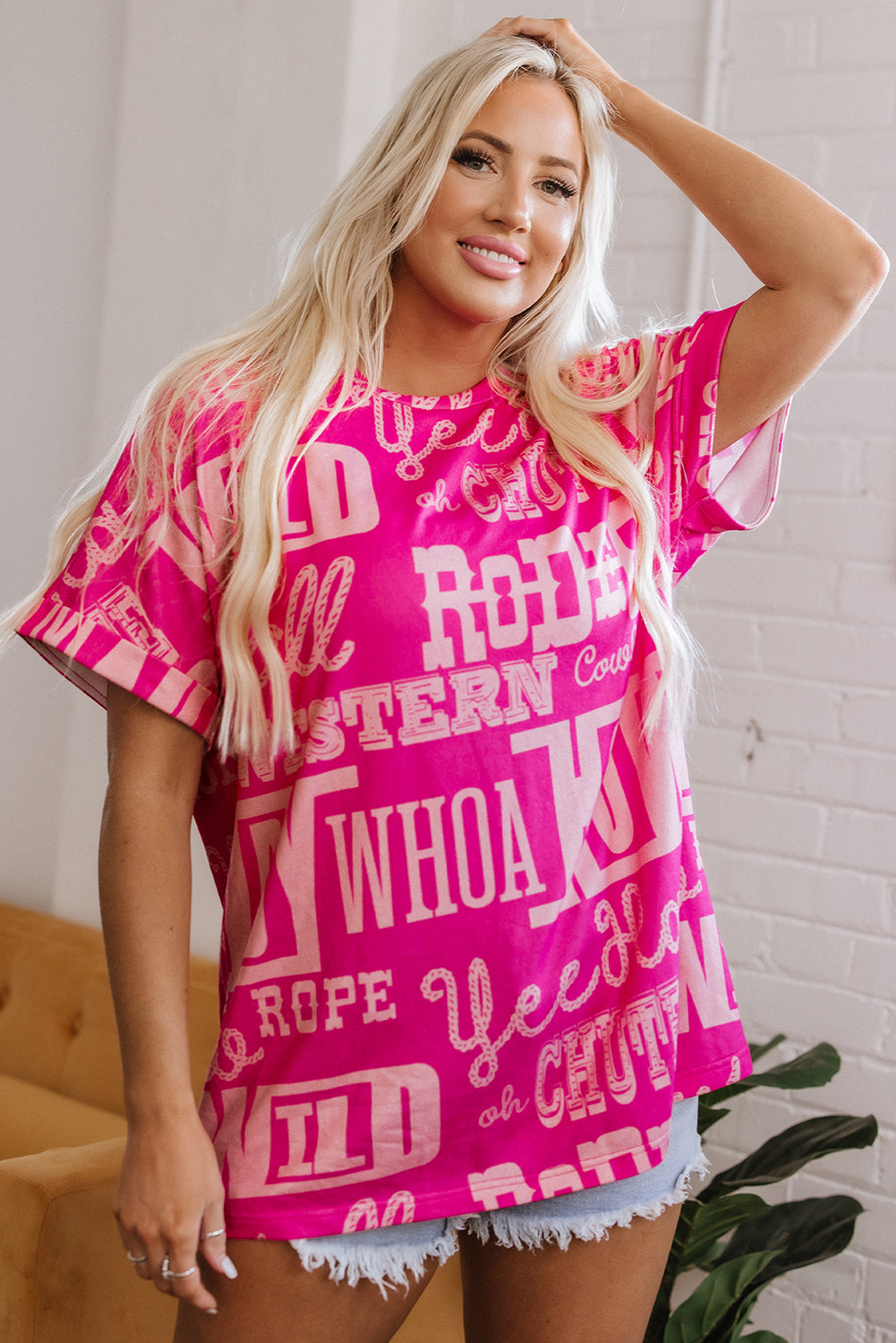 Howdy Cowboy Letter Printed Western Fashion Tee