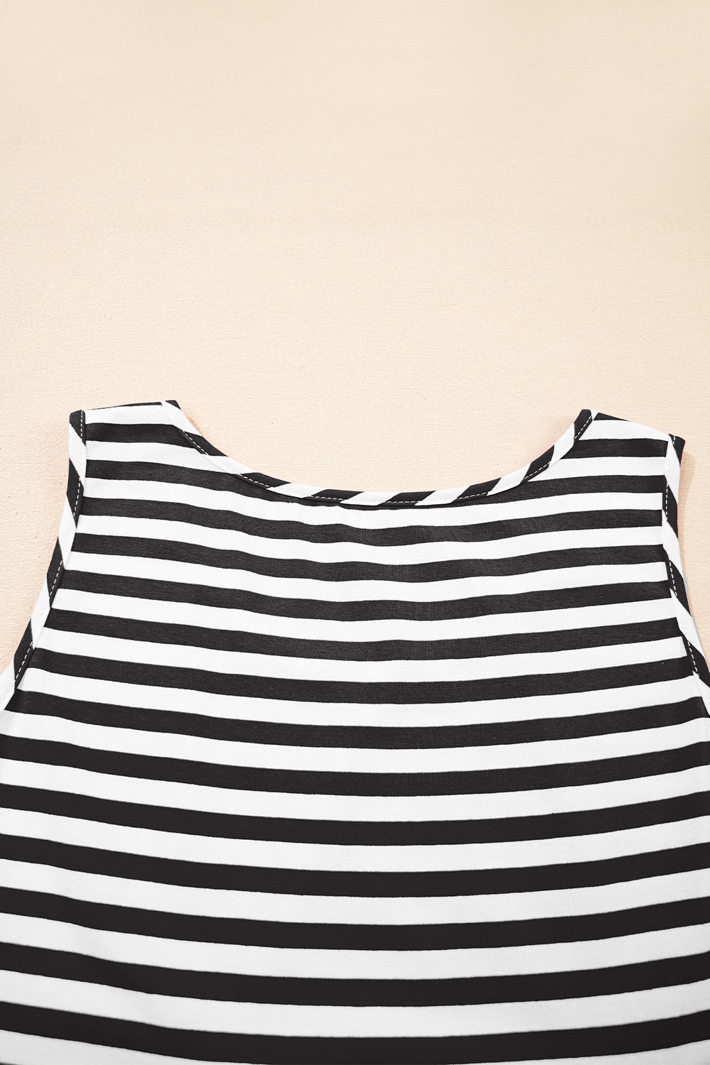Stripe U Neck Sleeveless Loose Fit Mini Dress