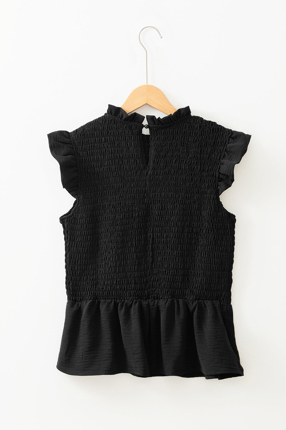 Ruffle Short Sleeve Shirred Peplum Top