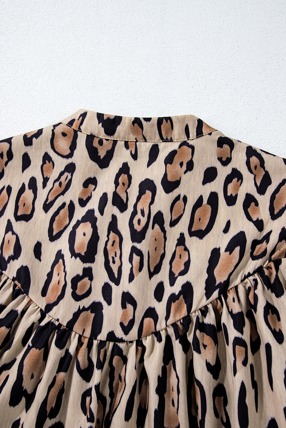 Oversized Leopard Print Balloon Sleeve Casual Shirt