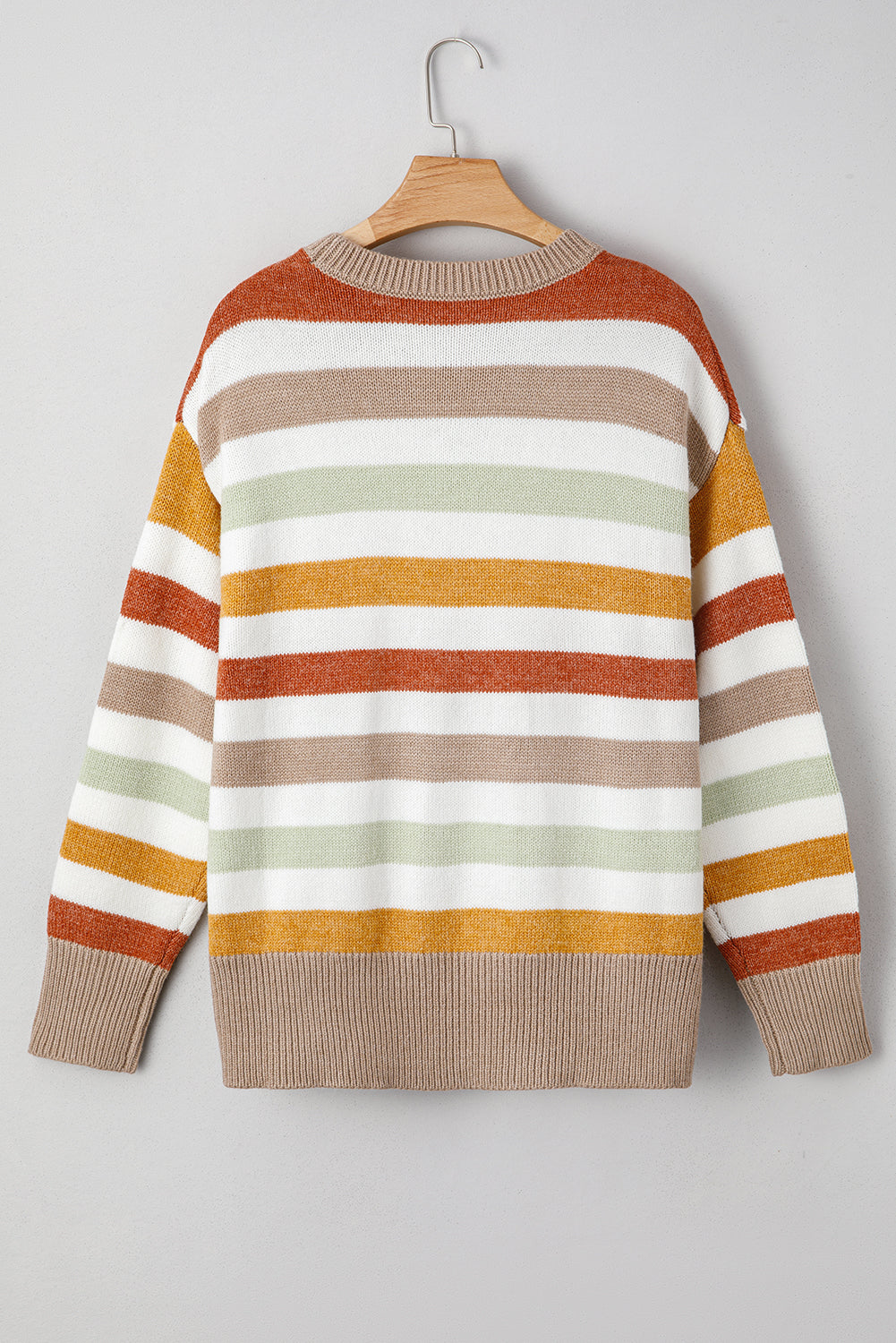 Striped Colorblock Drop Shoulder Plus Size Sweater