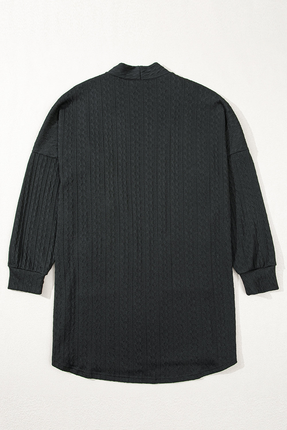 Textured Knit Side Pockets Open Front Cardigan