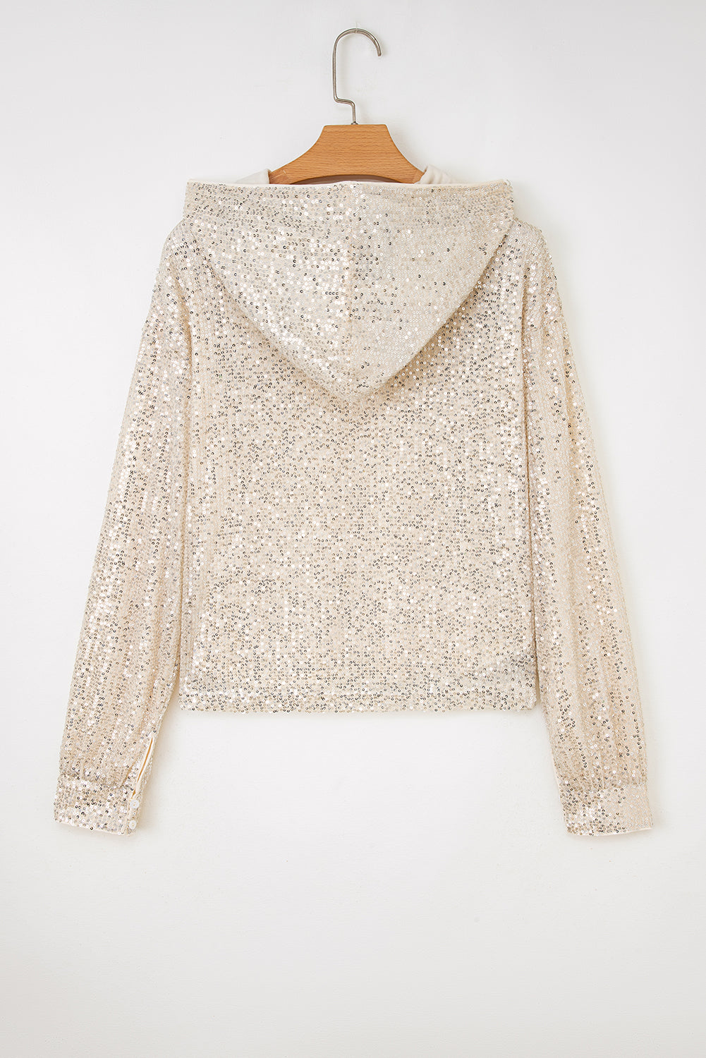 Sequin Hooded Long Sleeve Top