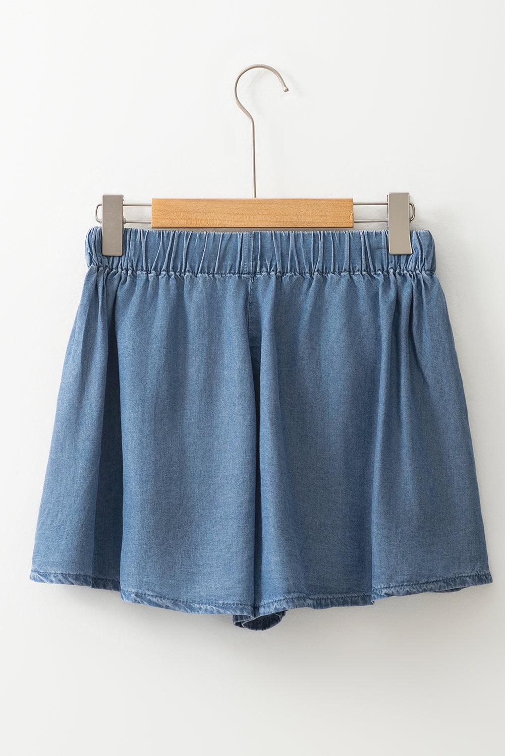 Drawstring Elastic Waist Wide Leg Denim Shorts