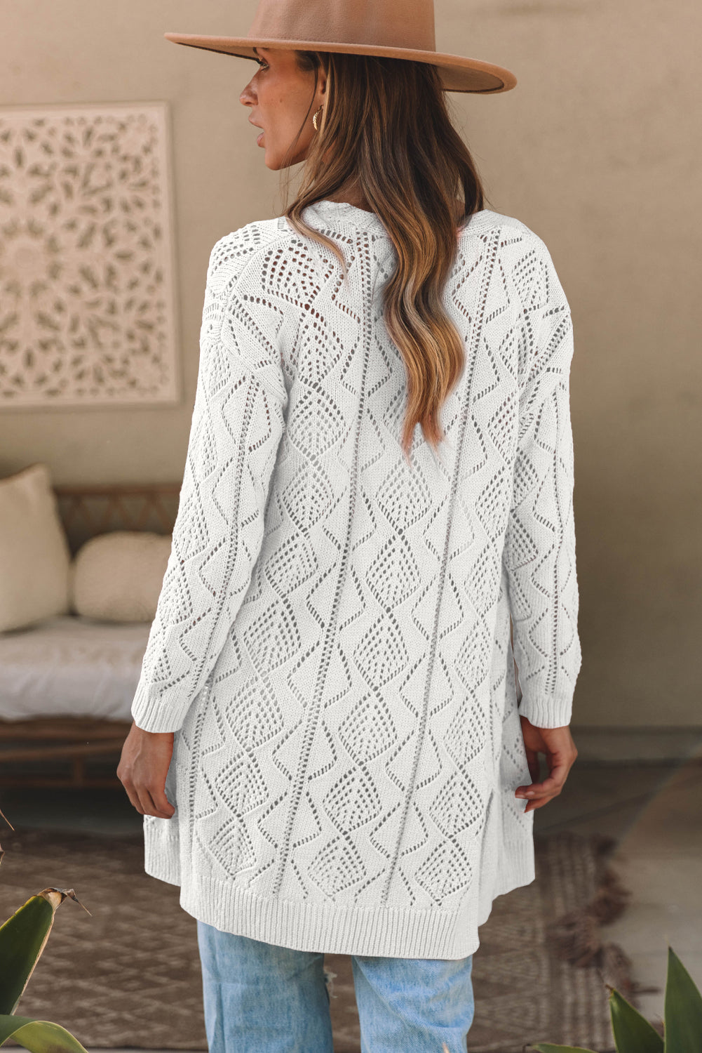 Hollow-out Openwork Knit Cardigan