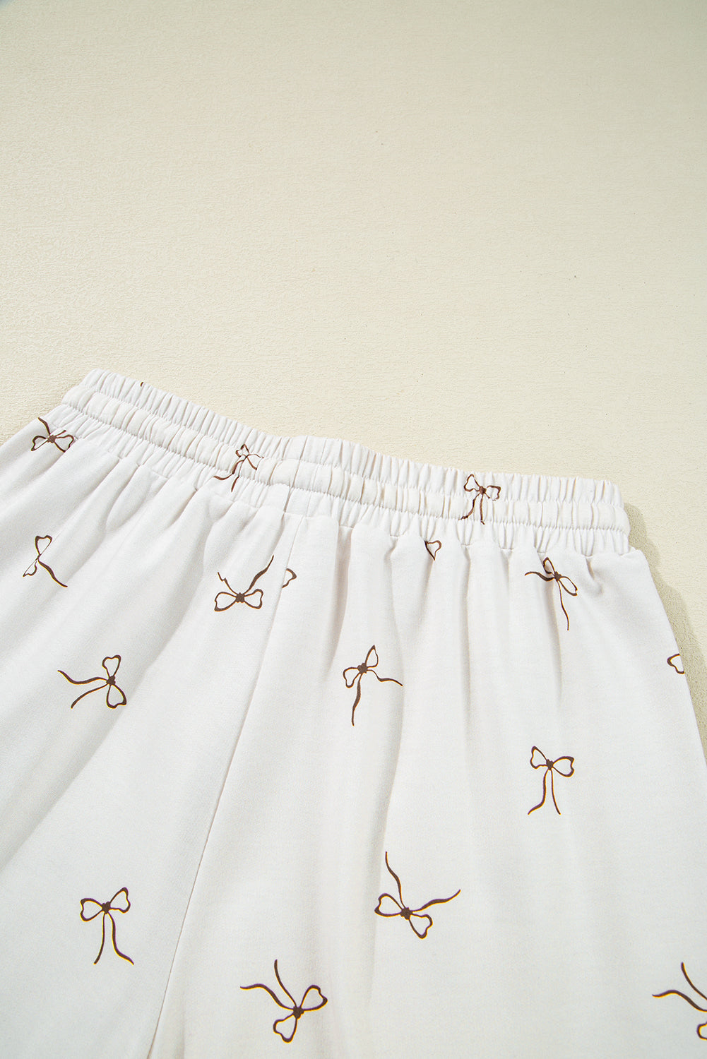 Bow Print Half Zip Tank and Shorts 2pcs Set