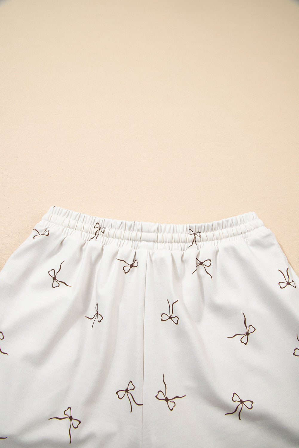Bow Print Half Zip Tank and Shorts 2pcs Set