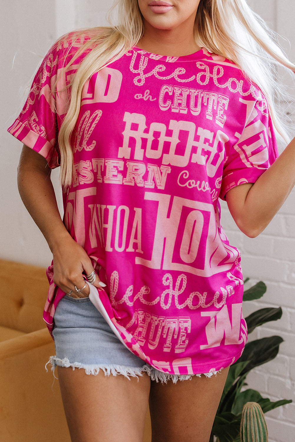 Howdy Cowboy Letter Printed Western Fashion Tee