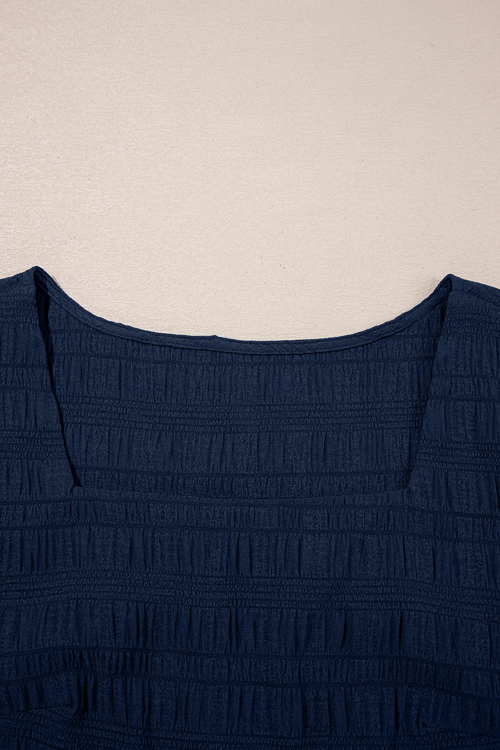 Textured Square Neck Top and Shirred High Waist Shorts Set