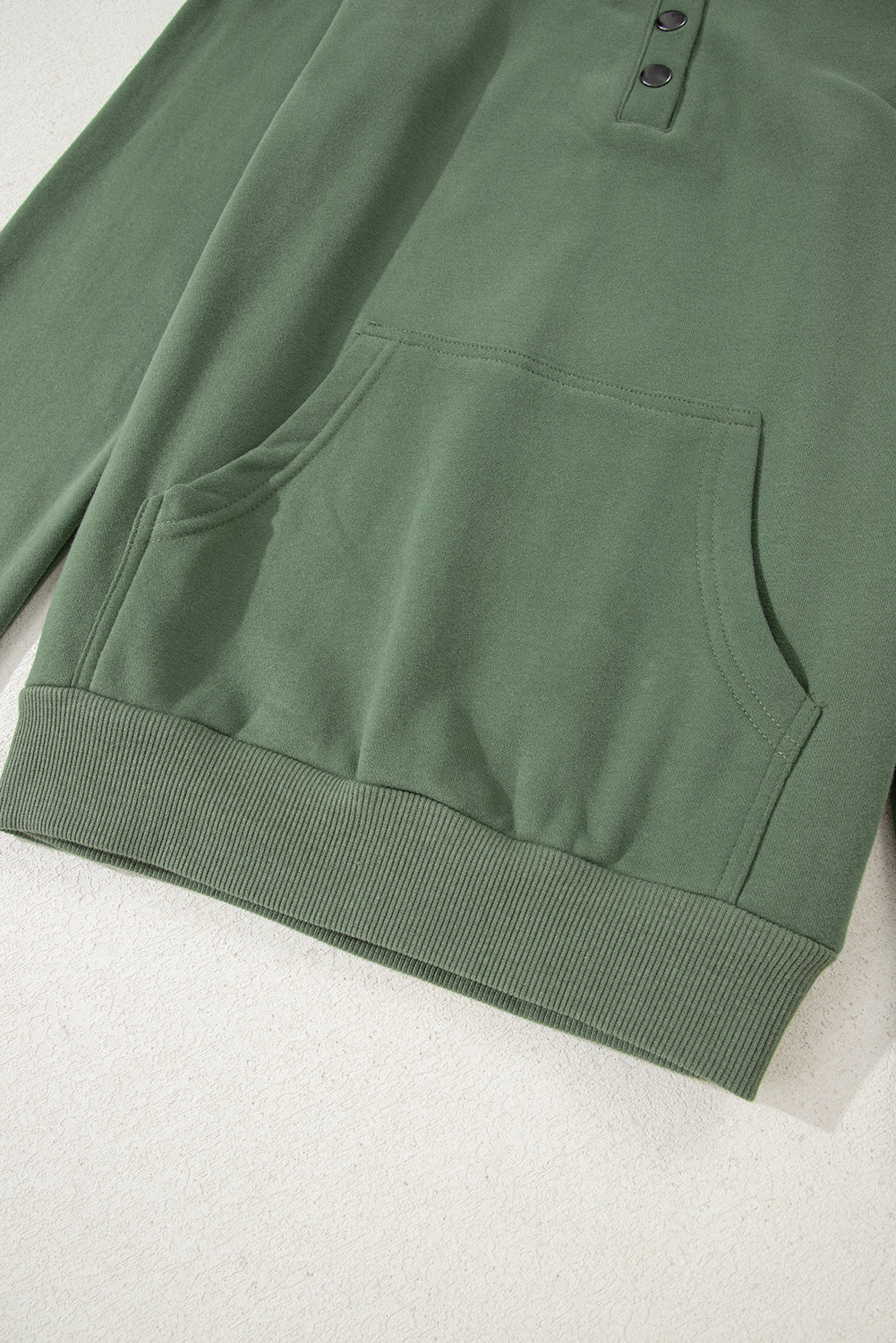 Button Drawstring Hooded Pullover and Casual Short Set