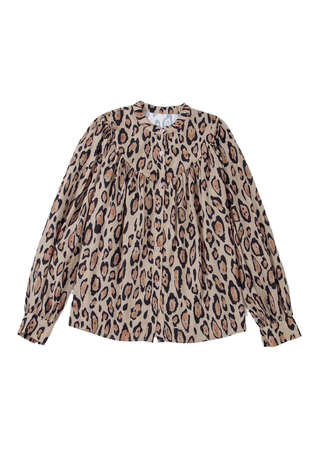 Oversized Leopard Print Balloon Sleeve Casual Shirt