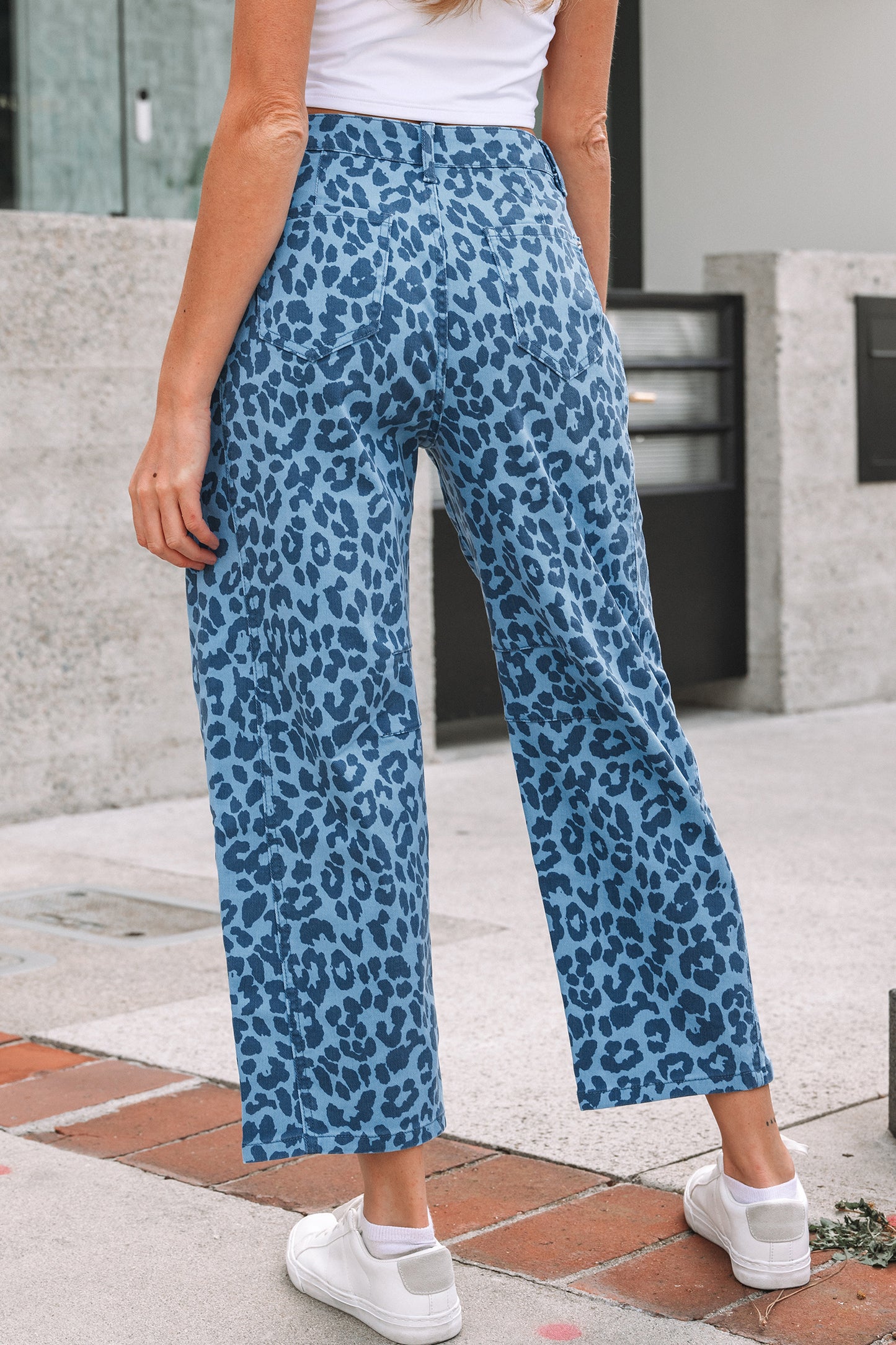 Leopard Print Straight Loose Jeans
