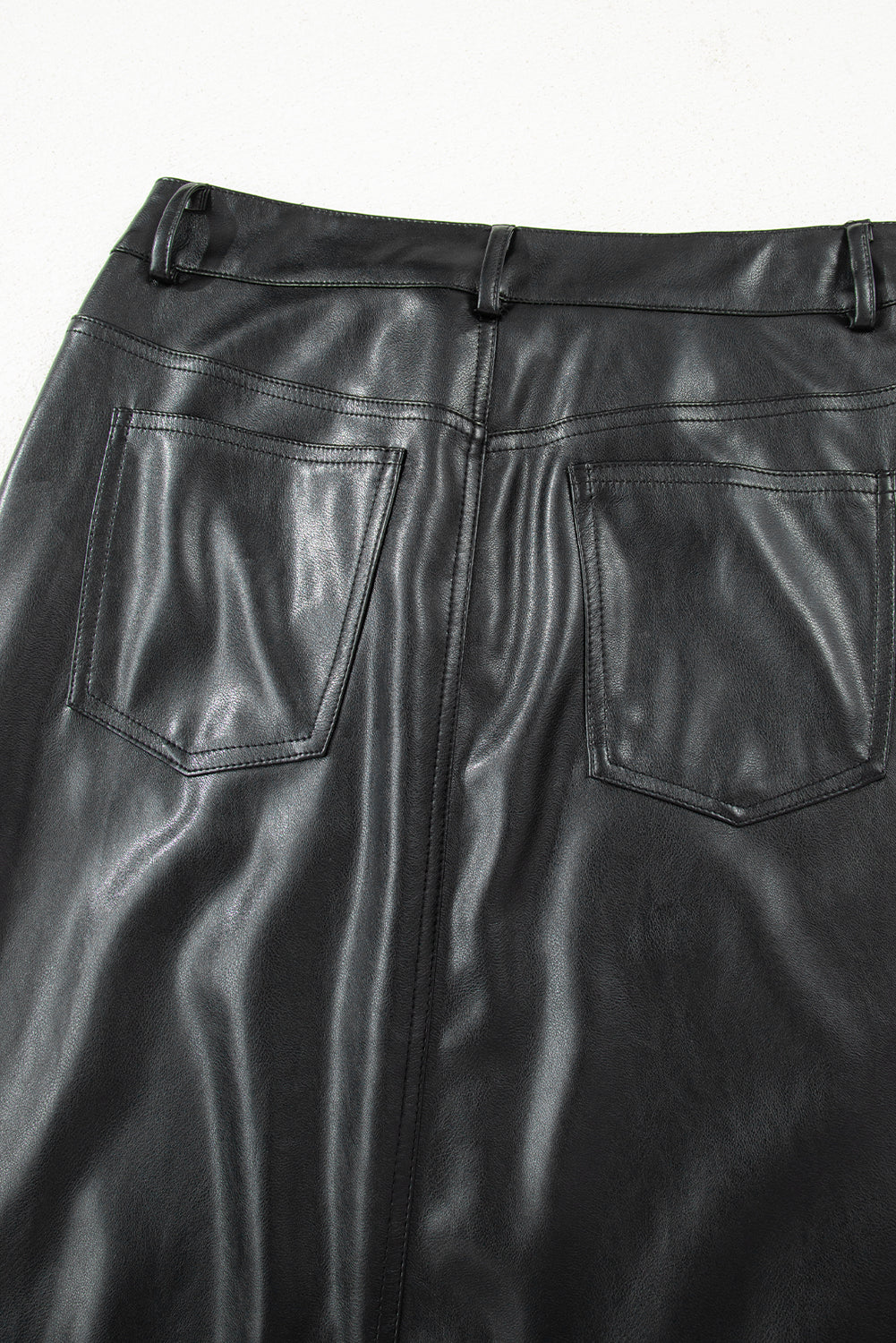 Faux Leather Side Slit Maxi Skirt