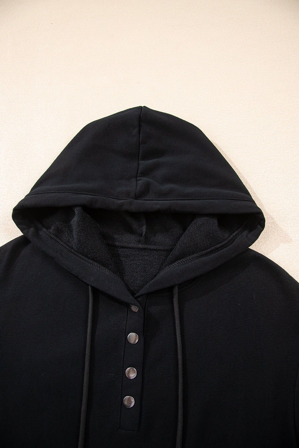 Button Drawstring Hooded Pullover and Casual Short Set