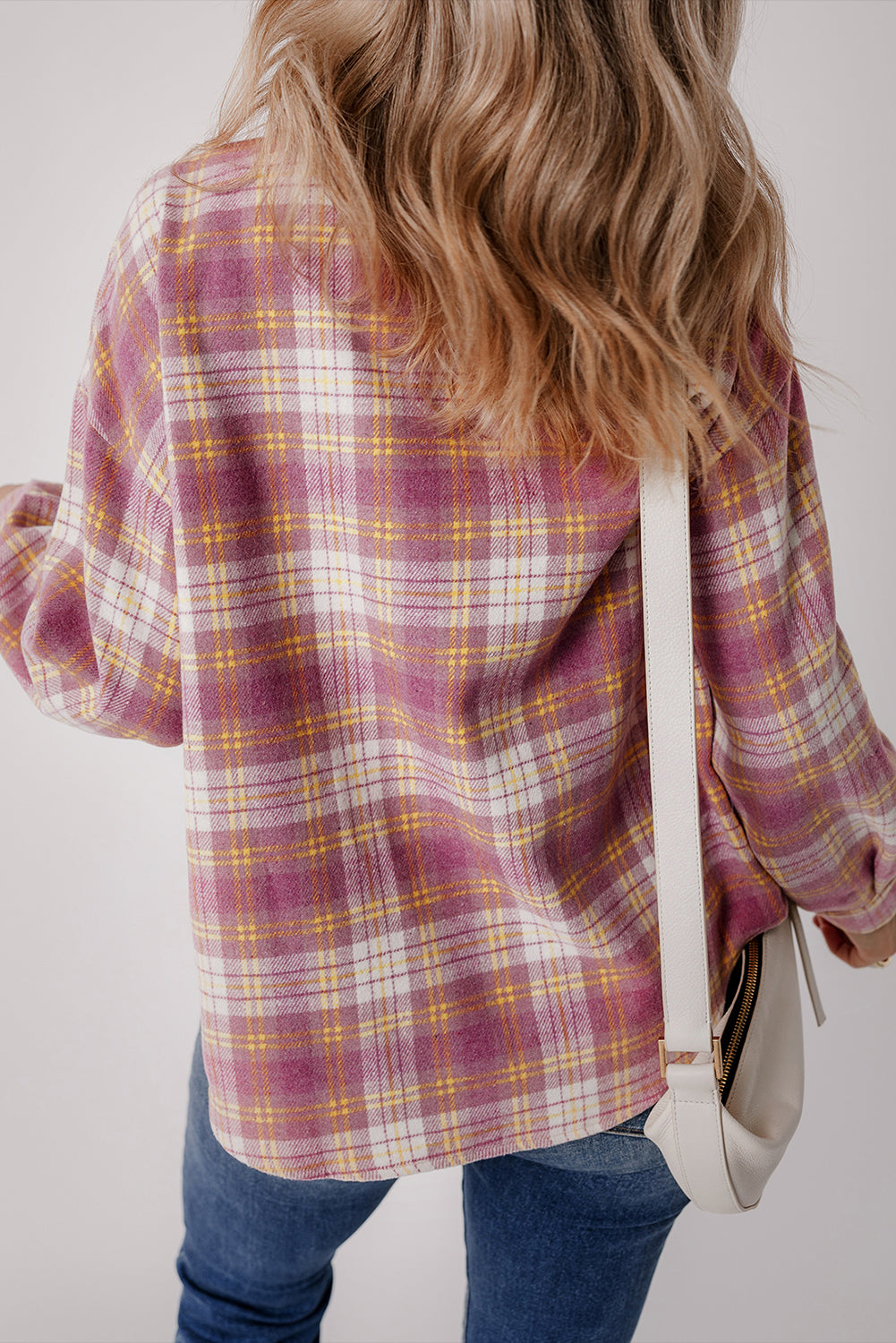 Plaid Print Chest Pocket Long Sleeve Shacket