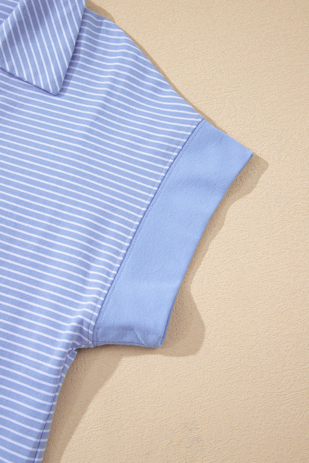 Stripe Dolman Sleeve Polo Shirt and Drawstring Shorts Set