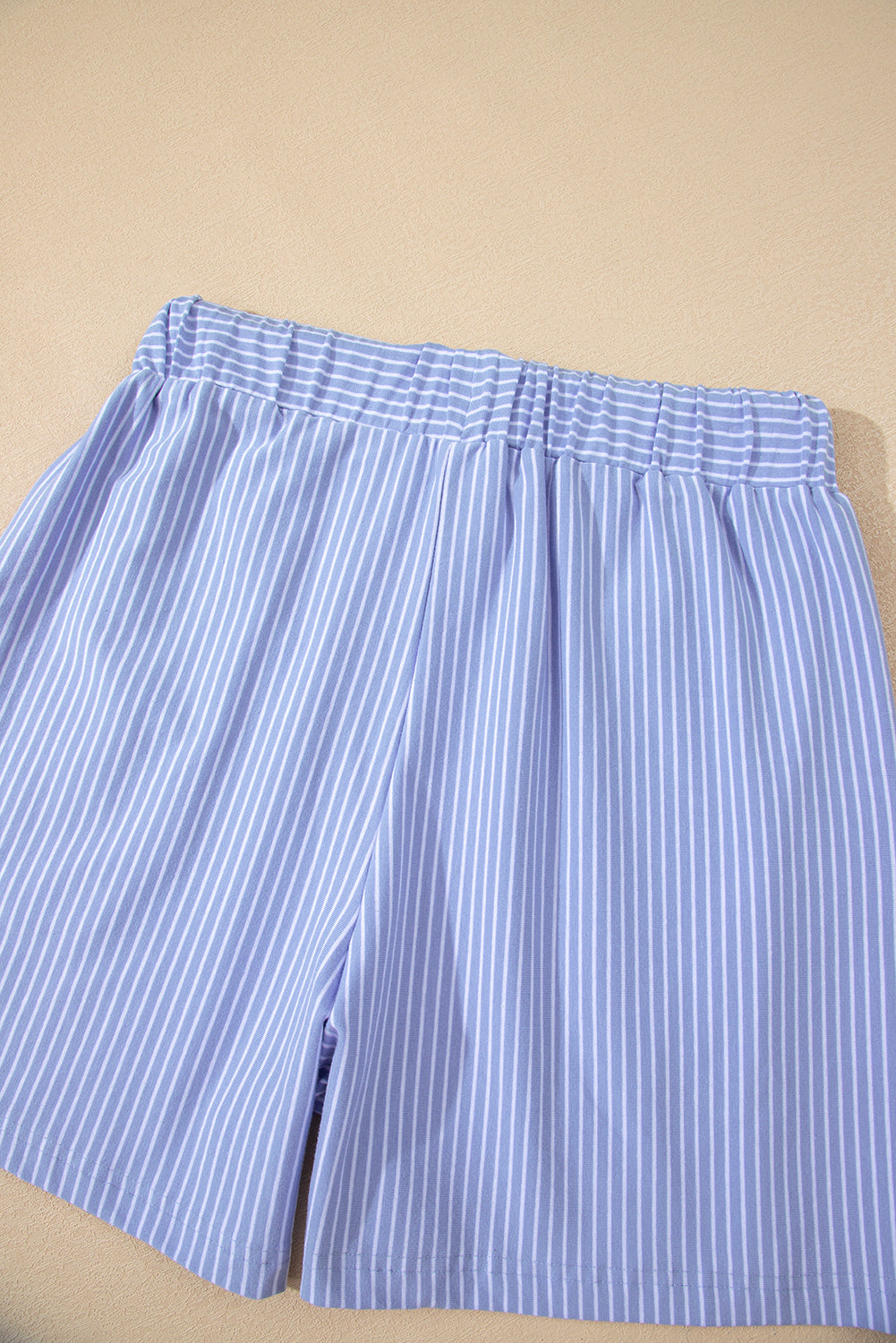 Stripe Dolman Sleeve Polo Shirt and Drawstring Shorts Set