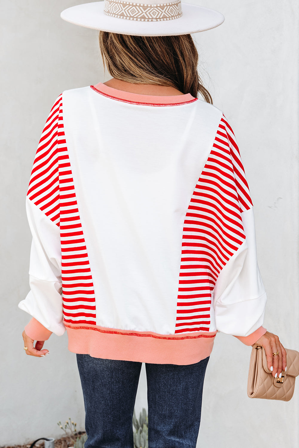Colorblock Patchwork Contrast Stitching Oversize Sweatshirt