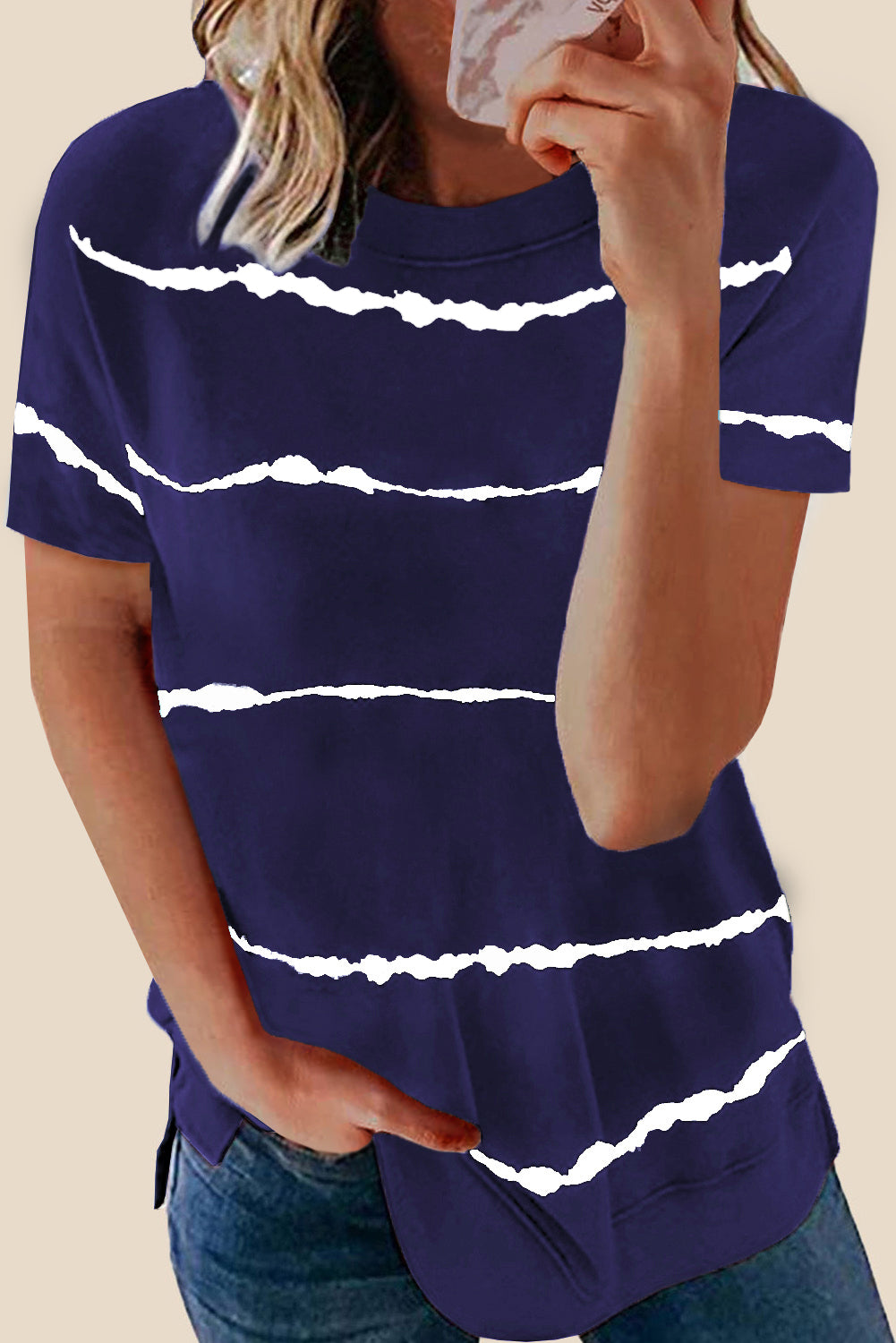 Tie-dye Stripe Casual T-Shirt