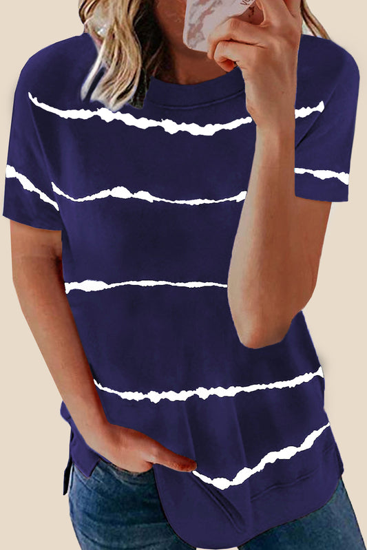 Tie-dye Stripe Casual T-Shirt