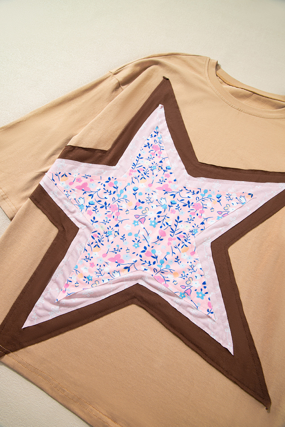 Floral Star Patchwork 3/4 Long Sleeve Top