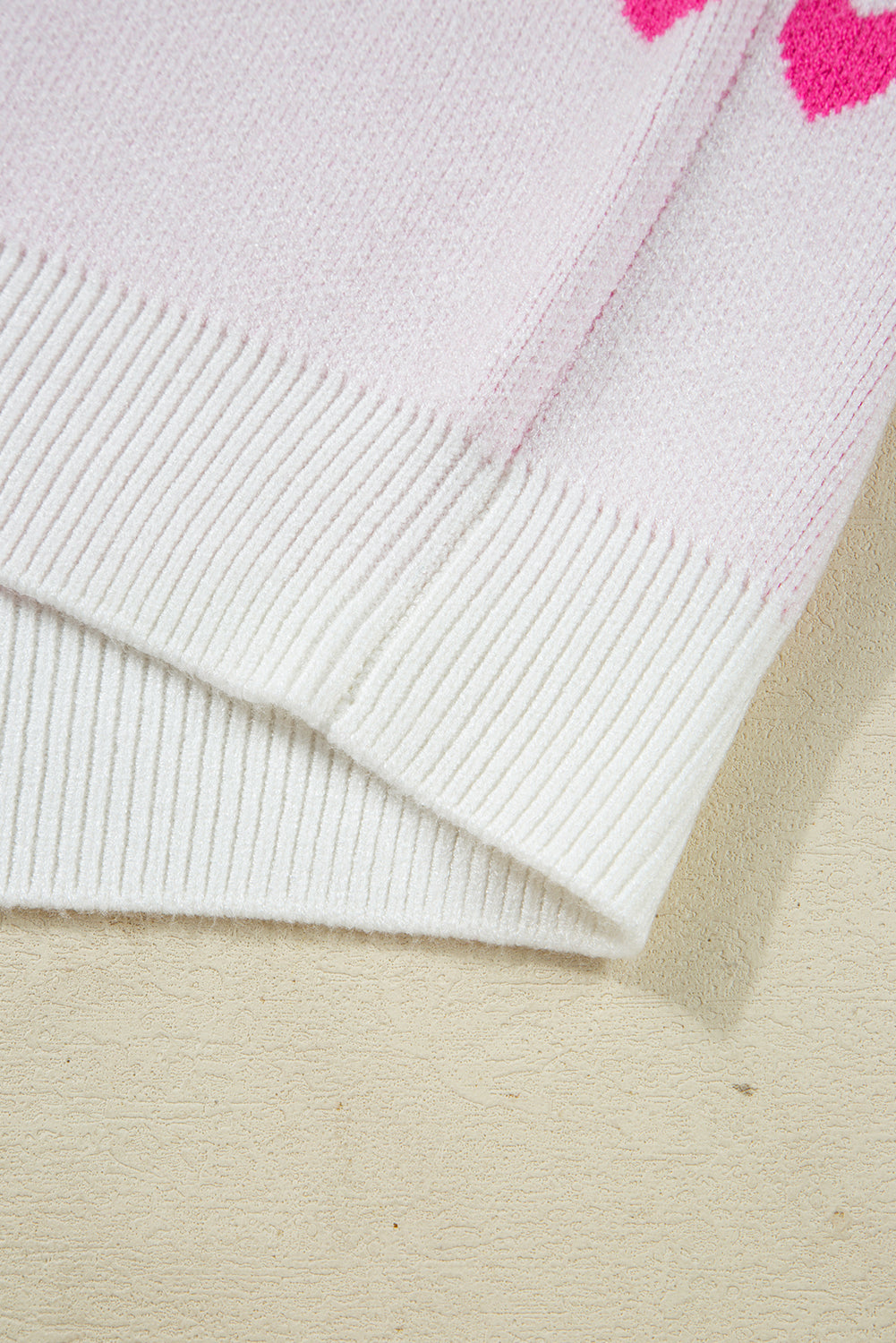 Heart Pattern Colorblock Knit High Neck Baggy Sweater