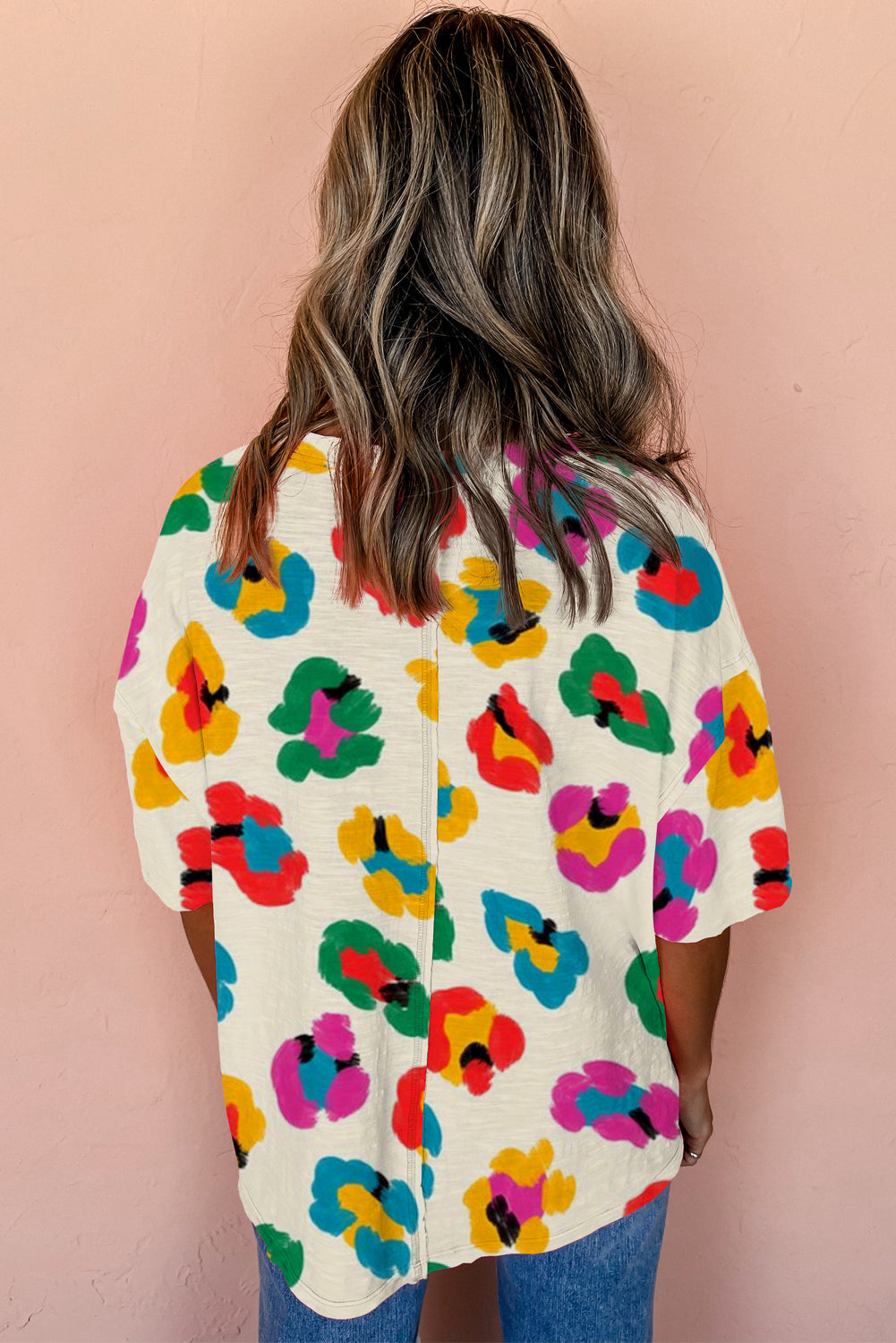 Leopard Drop Shoulder Oversize Tee