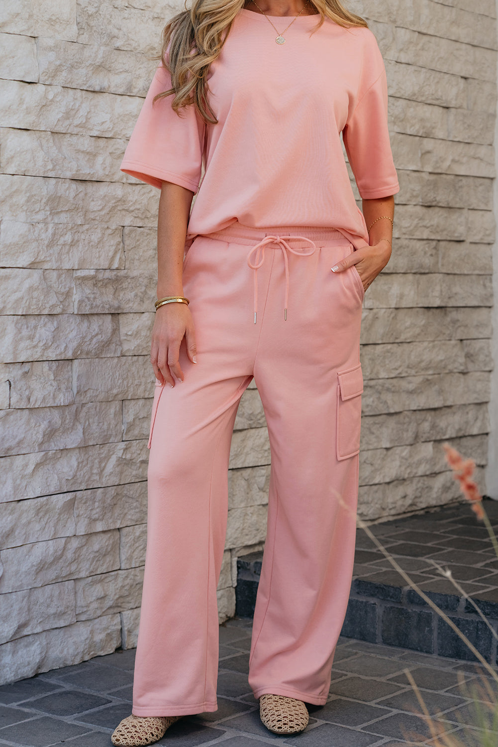 Half Sleeve T-Shirt & Cargo Sweatpants Set