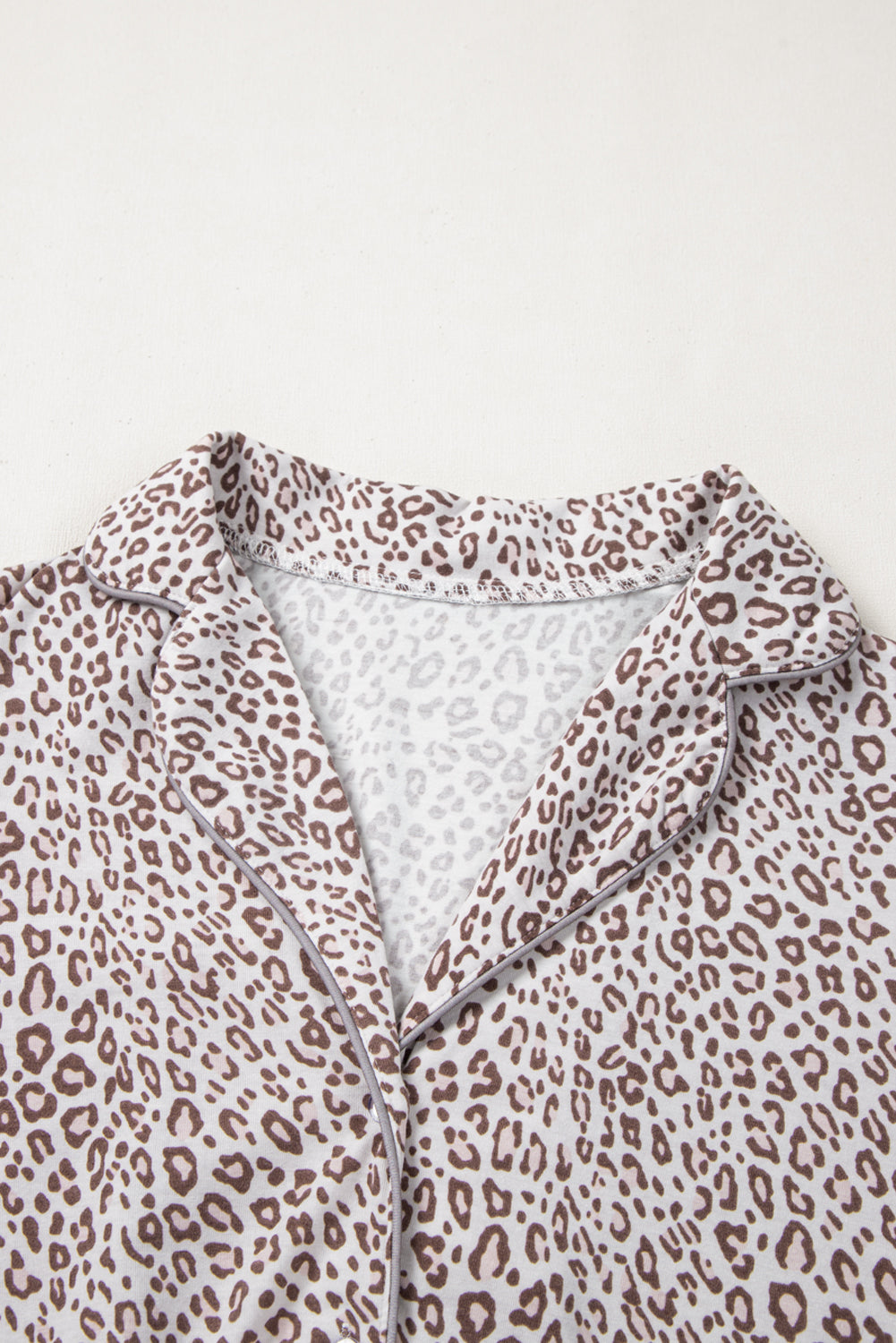 Leopard Print Long Sleeve and Pants Pajamas Set