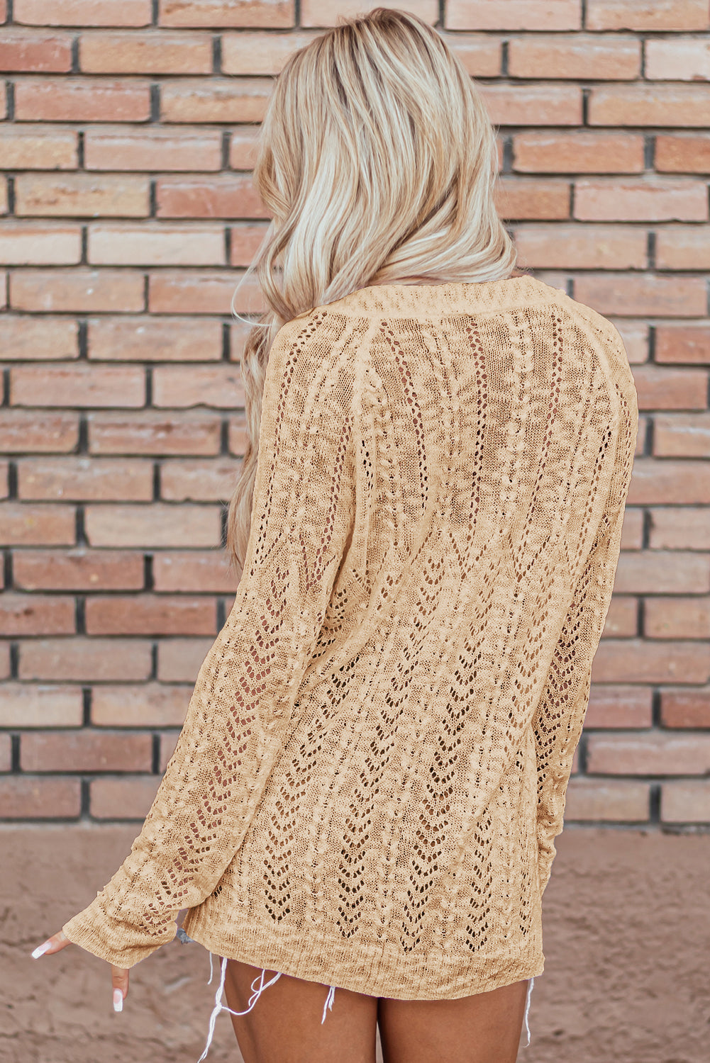 Solid Open Knit Cardigan