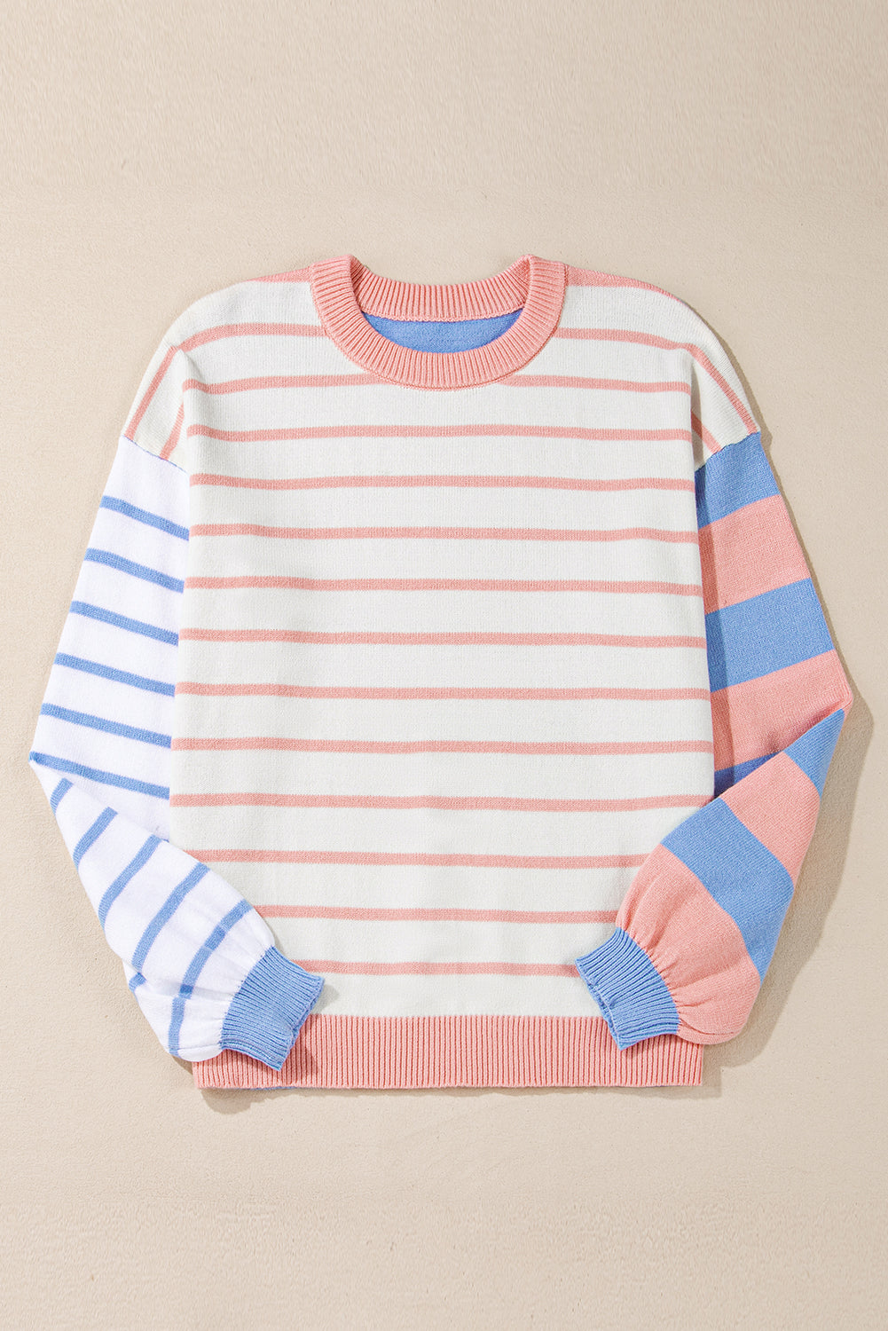 Colorblock Striped Drop Shoulder Cozy Sweater