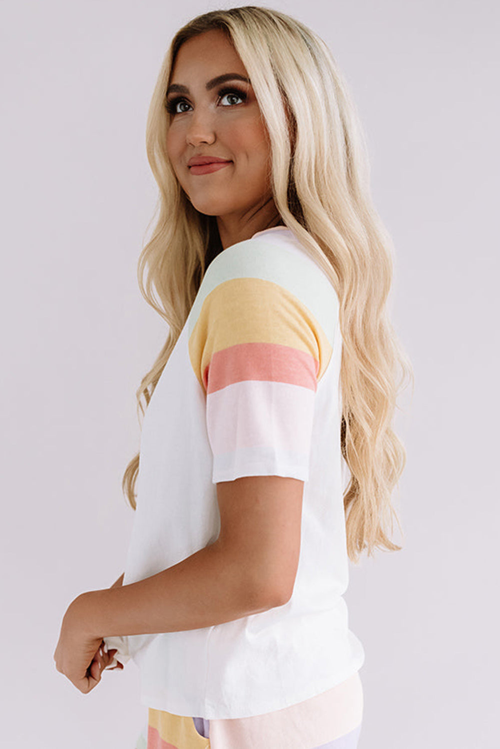 Rainbow Striped T Shirt and Shorts Set