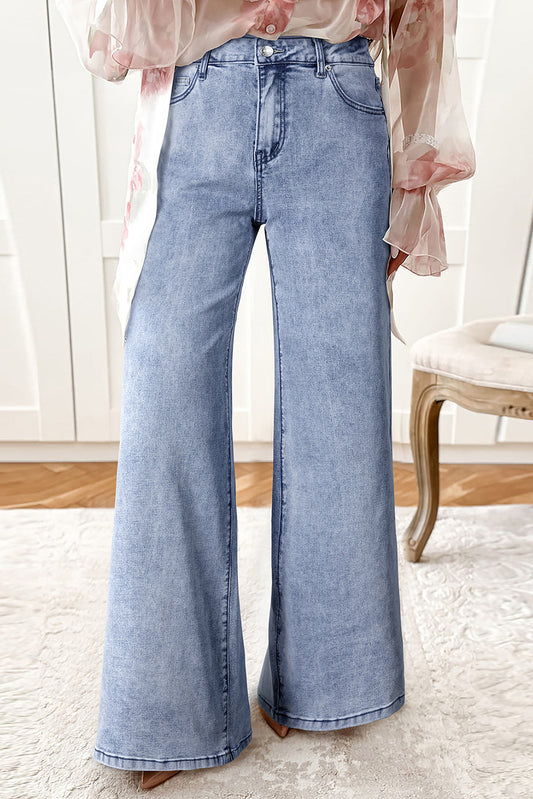 High Waist Button Zip Fly Bell Bottom Jeans