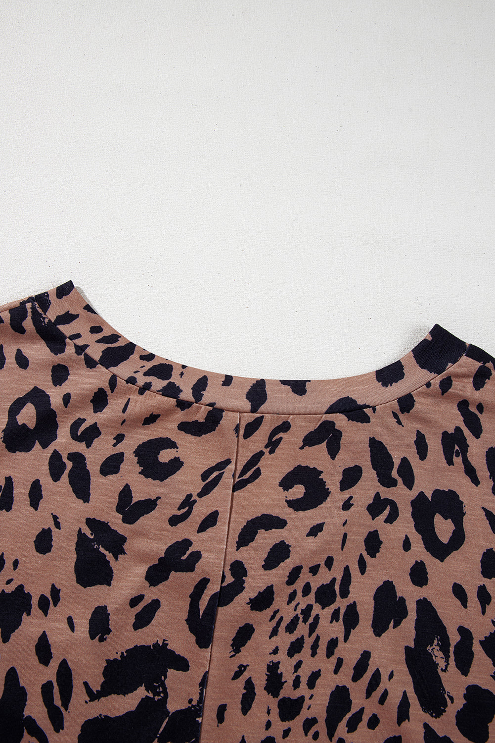 Leopard Print V Neck Half Sleeve Oversized Tee